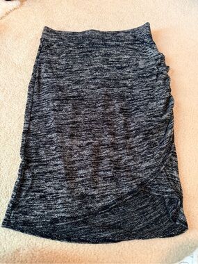 Aritzia - Wilfred Free - Womens Gray Knit Ruched Wrap Pencil Skirt